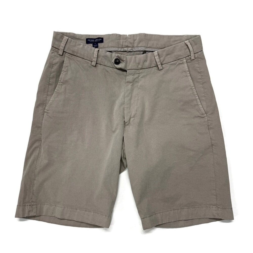 Peter‎ Millar Shorts Crown Crafted Mens 32 Gray Chino Stretch Golf Cotton Blend